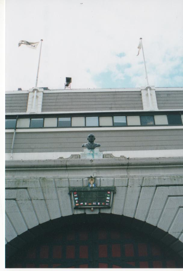 Bust at entrance to old Wembley Stadium London