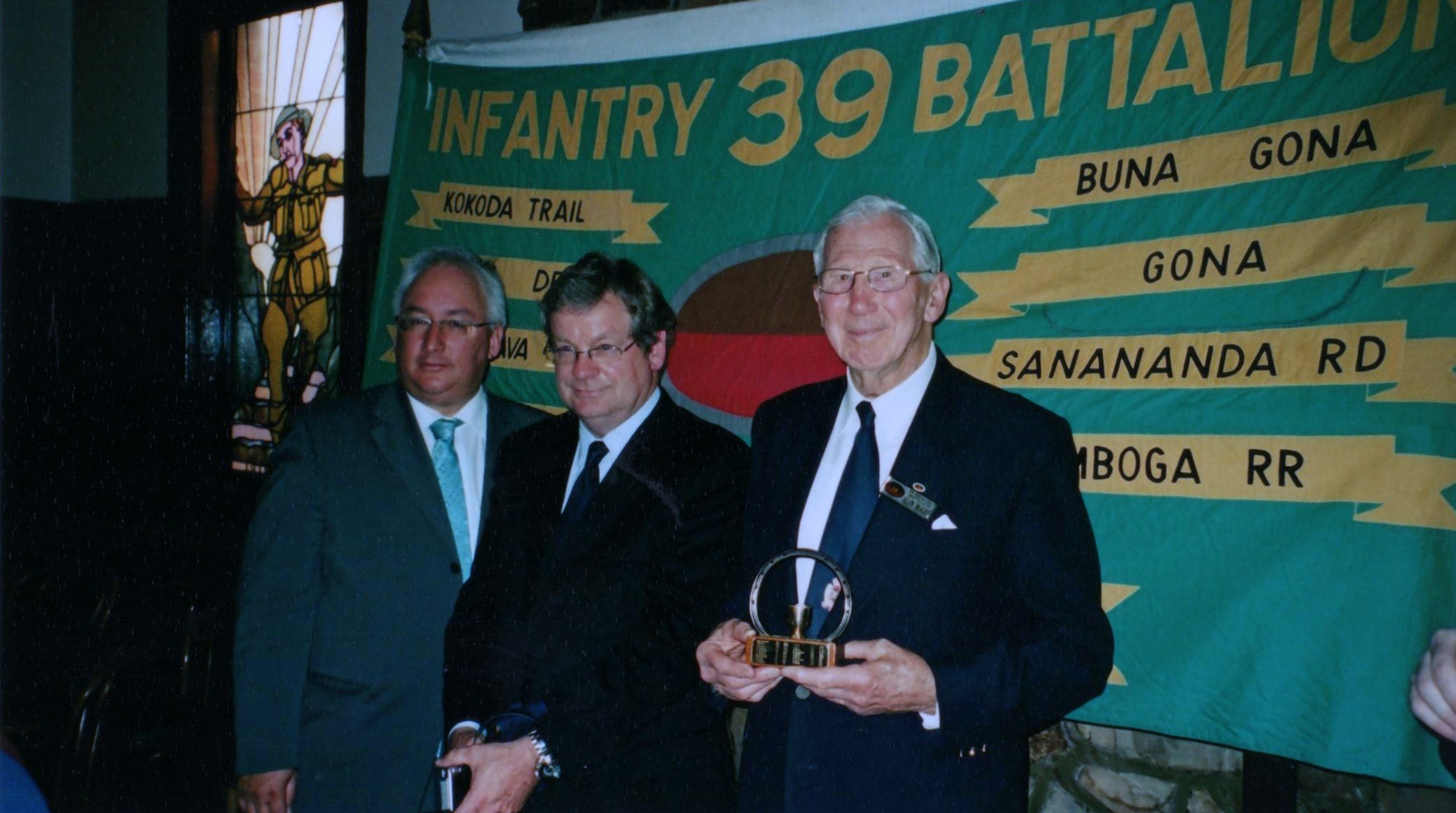 Michael Danby MP, Chris Masters Journalist and Alan Kanga Moore 60th anniversary Kokoda.